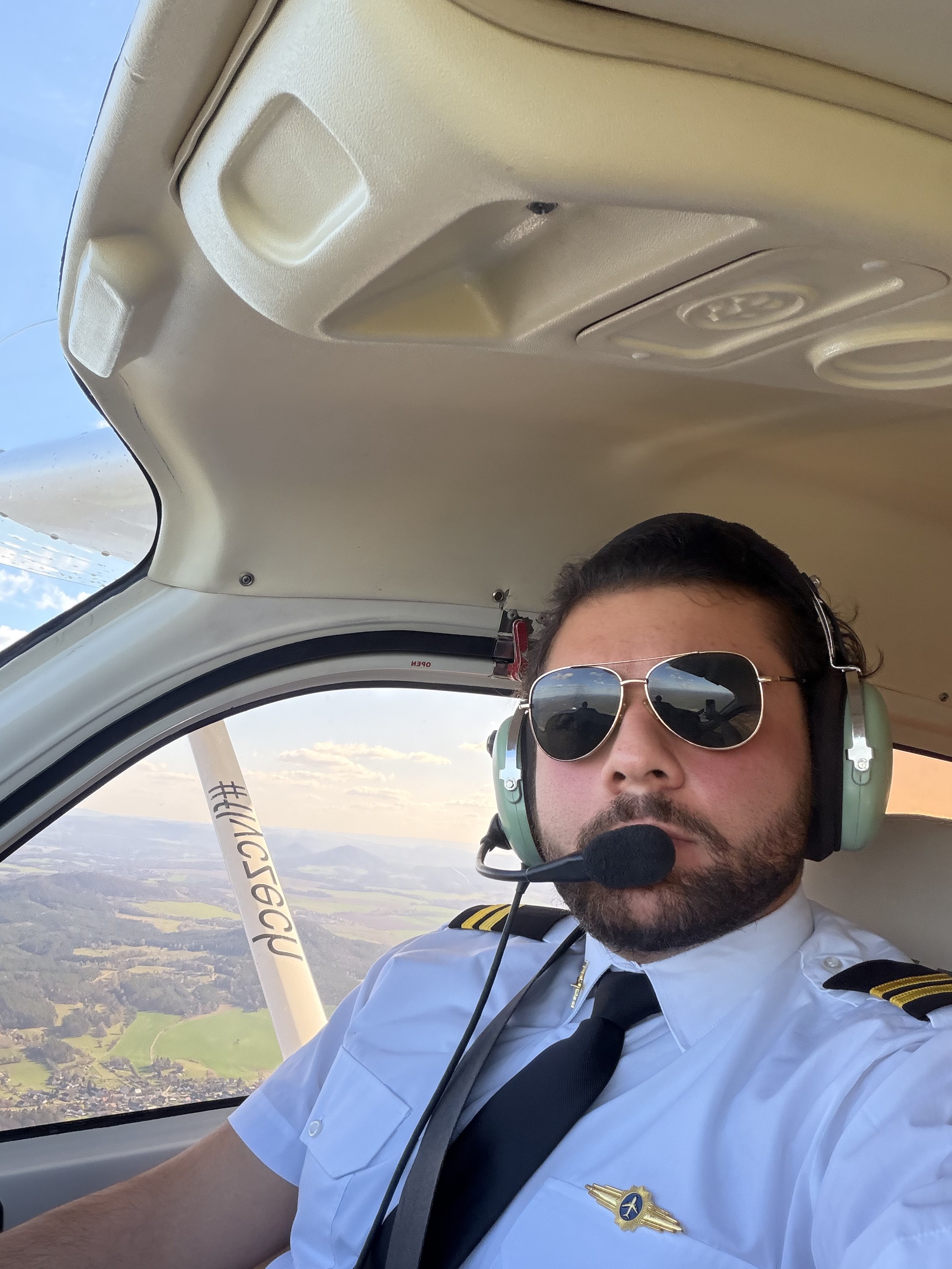 Sohaib Moshref flying the Tecnam P2008 JC over the Czech countryside